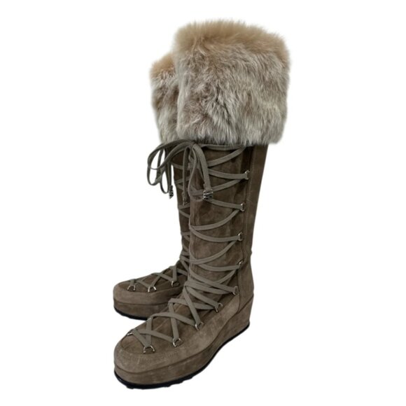 New Stuart Weitzman Suede Sport Aspen Troll Boots Taupe Size 8.5 - Picture 1 of 5
